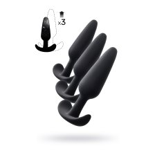 Набор анальных втулок TOYFA POPO Pleasure Eridani, силикон, черный, 3 шт.