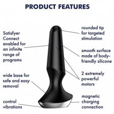 Анальный смарт-стимулятор с вибрацией Satisfyer Plug-ilicious 2 черный