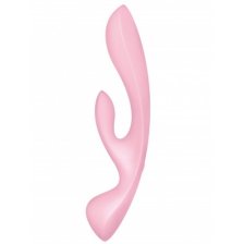Двусторонний вибратор с клиторальным стимулятором Satisfyer Triple Oh Pink