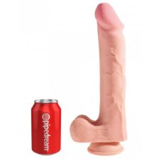 Огромный фаллос с мошонкой на присоске King Cock Plus Triple Density 33 см