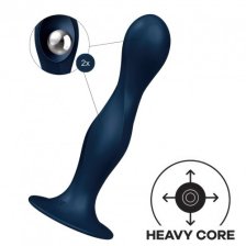 Фаллос Satisfyer Double Ball-R со смещенным центром тяжести синий 18 см