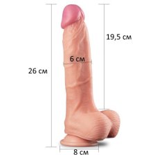 Большой фаллос на присоске с мошонкой Dual Layered Silicone Cock 26 см