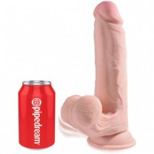 Фаллос с подвижной мошонкой на присоске King Cock Plus Triple Density 26 см