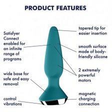 Анальный смарт-стимулятор с вибрацией Satisfyer Plug-ilicious 1 зеленый