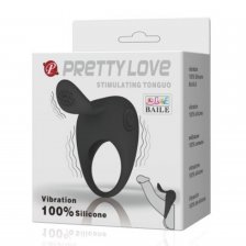 Виброкольцо с клиторальным стимулятором Pretty Love Stimulating Tonguo
