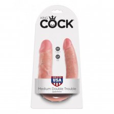 Двойной фаллоимитатор King Cock U-Shaped Medium Double Trouble Flesh