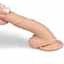 Фаллос на присоске с мошонкой 7" Dual-Layered Silicone Cock телесный