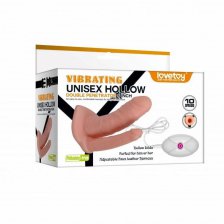 Фаллопротез для двойного проникновения Unisex Hollow Double с вибрацией