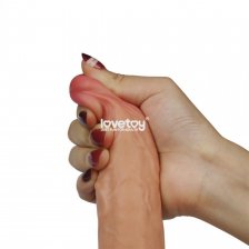 Фаллоимитатор на присоске с мошонкой телесный 8'' Dual-Layered Silicone Dildo