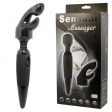 Вибромассажер со сменной насадкой на головку Sensual Massager, черный