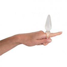Анальная пробочка с кольцом на пальчик Finger Plug прозрачная