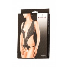 Эротическое боди Erolanta Lingerie Collection с глубоким декольте, кружевное, черное (46-48)