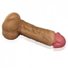 Фаллос на присоске с мошонкой 8.5 Dual-layered Silicone Dildo мулат