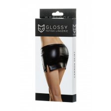 Мини-юбка Glossy из материала Wetlook, черный, S