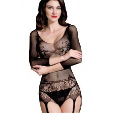 Кетсьюит-сетка с имитацией подвязок Femme Fatale