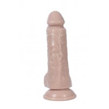 Реалистичный фаллоимитатор REAL с мошонкой на присоске, silicone