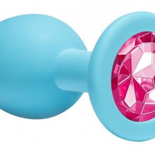 Анальная пробка Emotions Cutie Medium Turquoise pink crystal