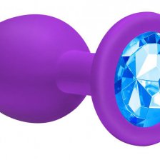 Анальная пробка Emotions Cutie Medium Purple light blue crystal