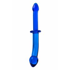 Двусторонний фаллоимитатор Sexus Glass, стекло, синий, 25 см