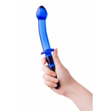 Двусторонний фаллоимитатор Sexus Glass, стекло, синий, 25 см