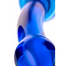 Двусторонний фаллоимитатор Sexus Glass, стекло, синий, 25 см