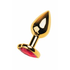 Анальный страз Metal by TOYFA, металл, золотистый, с кристаллом цвета рубин, 7 см, Ø 2,7 см, 50 г