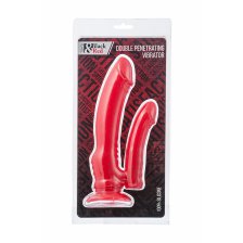 Анально-вагинальный вибратор Black & Red by TOYFA, влагостойкий, силикон, красный, 19,5 см