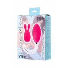 Виброяйцо и вибронасадка на палец JOS VITA, силикон, розовые, 8,5 и 8 см