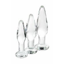 Набор анальных втулок Sexus Glass, стекло, прозрачный, 14/12,5/12 см, Ø 4/3,5/3 см