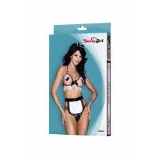 Костюм горничной Candy Girl Ciara (бюстгальтер, стринги, наклейки на грудь, фартук, головной убор),черно-белый, OS
