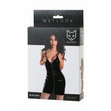 Платье Glossy Naomi из материала Wetlook, черный, S