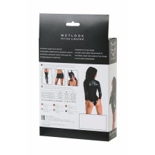 Боди Glossy Alessia из материала Wetlook на молнии, черный, L