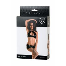 Комплект Glossy Brianna из материала Wetlook, черный, S