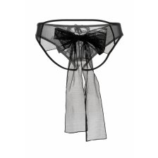 Эротические трусики Erolanta Lingerie Collection из стрейч-сетки с бантом, черные (54-56)