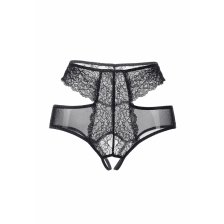 Эротические трусики Erolanta Lingerie Collection с высокой посадкой, с ажурными вырезами, черные (54-56)
