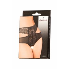 Эротические трусики Erolanta Lingerie Collection с высокой посадкой, с ажурными вырезами, черные (54-56)