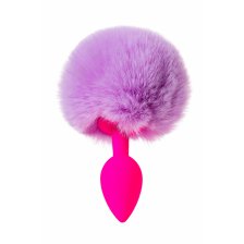 Анальная втулка с хвостом ToDo by Toyfa Sweet bunny, силикон, розово-фиолетовый, 13 см, Ø 2,8 см, 44 г