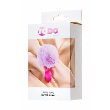 Анальная втулка с хвостом ToDo by Toyfa Sweet bunny, силикон, розово-фиолетовый, 13 см, Ø 2,8 см, 44 г