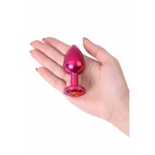 Анальный страз Metal by TOYFA, металл, красный, с кристалом цвета рубин 8,2 см, Ø3,4 см, 85 г.
