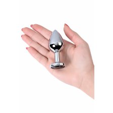 Анальный страз Metal by TOYFA, металл, серебристый, с кристаллом цвета турмалин, 8 см, Ø 3,4 см, 85 г