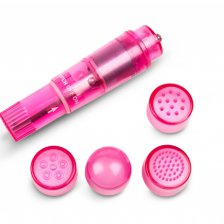 Brazzers - мини-вибратор с насадками, 10х2.5 см