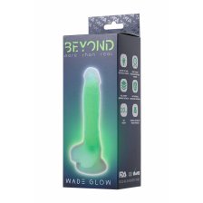 Фаллоимитатор, светящийся в темноте, Beyond by Toyfa, Wade Glow, силикон, прозрачно-зеленый, 14,5 см