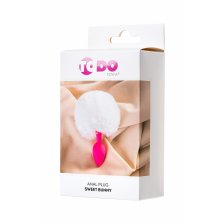 Анальная втулка с хвостом ToDo by Toyfa Sweet bunny, силикон, розово-белый, 13 см, Ø 2,8 см, 43 г