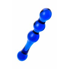 Двусторонний фаллоимитатор Sexus Glass, стекло, синий, 20,5 см