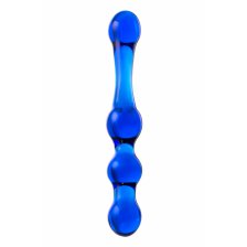 Двусторонний фаллоимитатор Sexus Glass, стекло, синий, 20,5 см