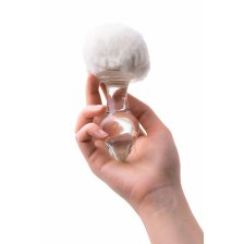 Анальная втулка Sexus Glass, с белым хвостиком
