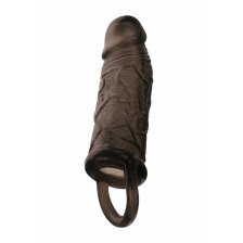 Насадка Toyfa XLover, для увеличения размера с кольцом, TPE, черная прозрачная, 14,5 см