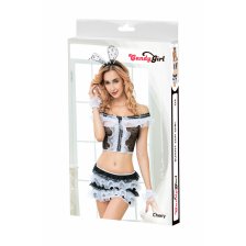 Костюм зайки Candy Girl Cherry (топ, юбка, головной убор, трусы, манжеты),черно-белый, OS