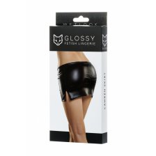 Мини-юбка Glossy из материала Wetlook, черный, M