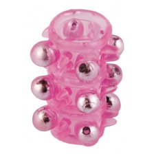 Насадка с бусинками TOYFA, розовая, 5 см